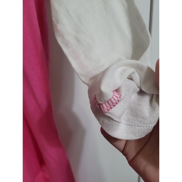 Y2K Hi Low Hem Graphic Print Shirt Raglan Cheetah Leopard Pink Grunge Skater MED - Picture 6 of 10